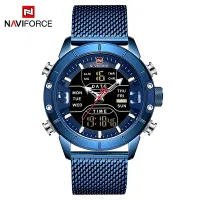 NAVIFORCE NF9153 Watches for Men Dual Display Digital Alarm Clock Fashion Stainless Steel Sport Waterproof Wristwatch